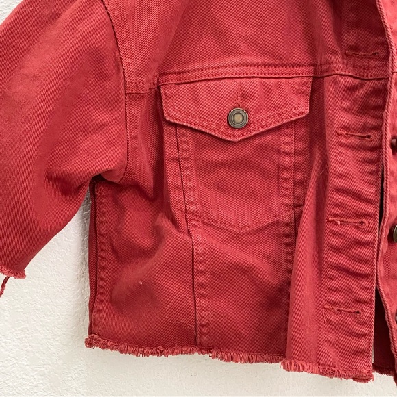 FOREVER 21 Rusty Red Customized Cropped Denim Jacket Size M - Picture 10 of 12